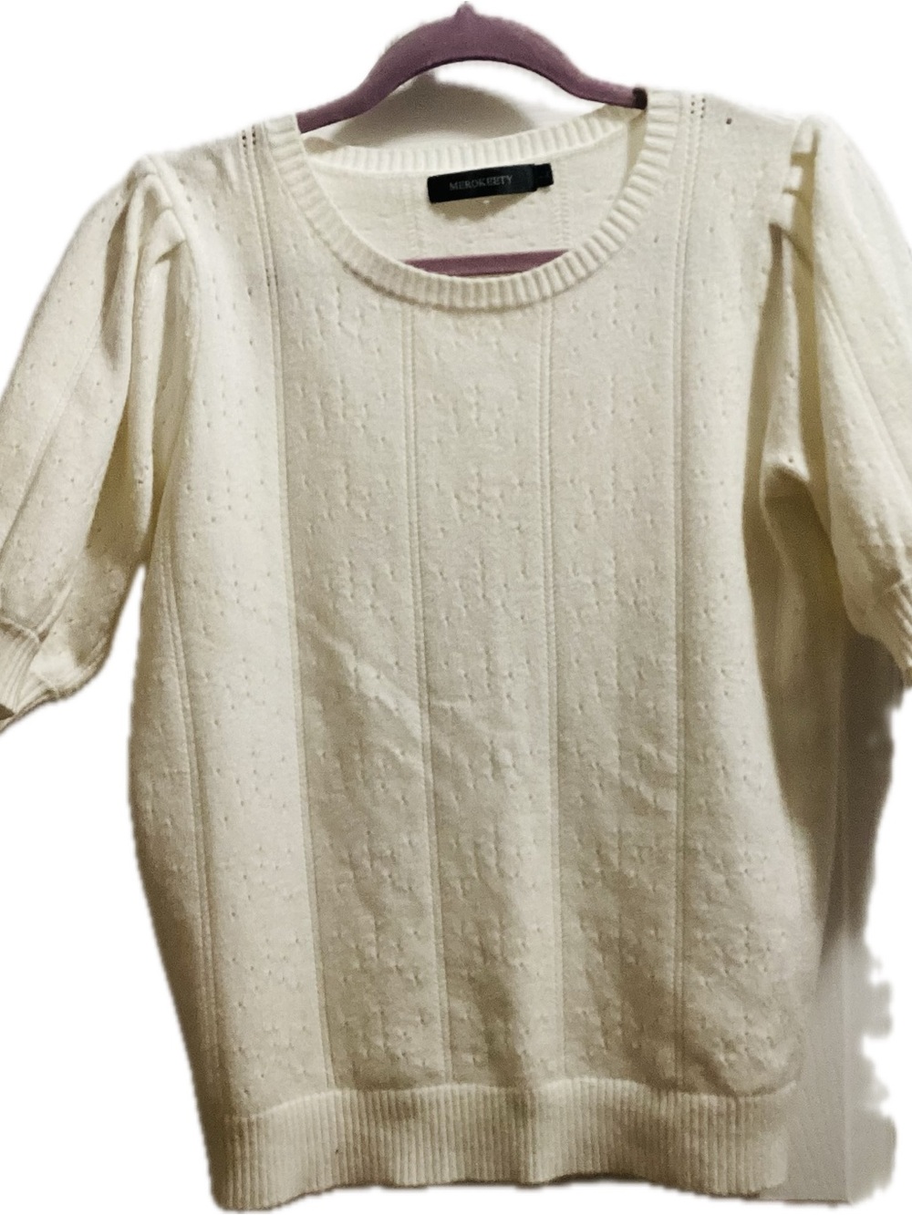 Mercer & York Cream Short-Sleeve Crew Sweater